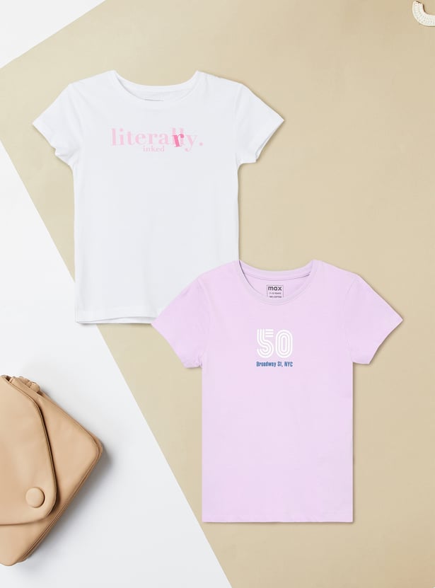 Girls Printed T-shirt - Pack of 2