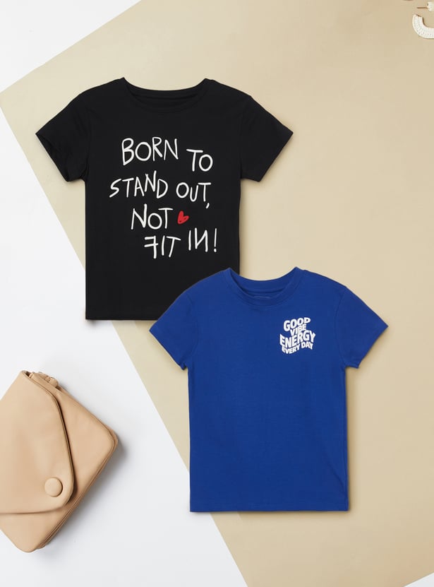 Girls Printed T-shirt - Pack of 2