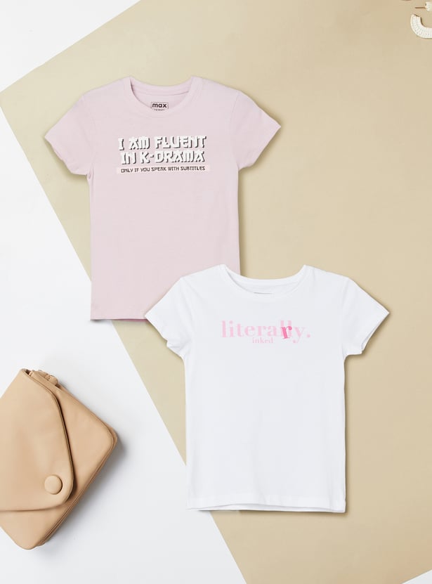 Girls Printed T-shirts - Pack of 2