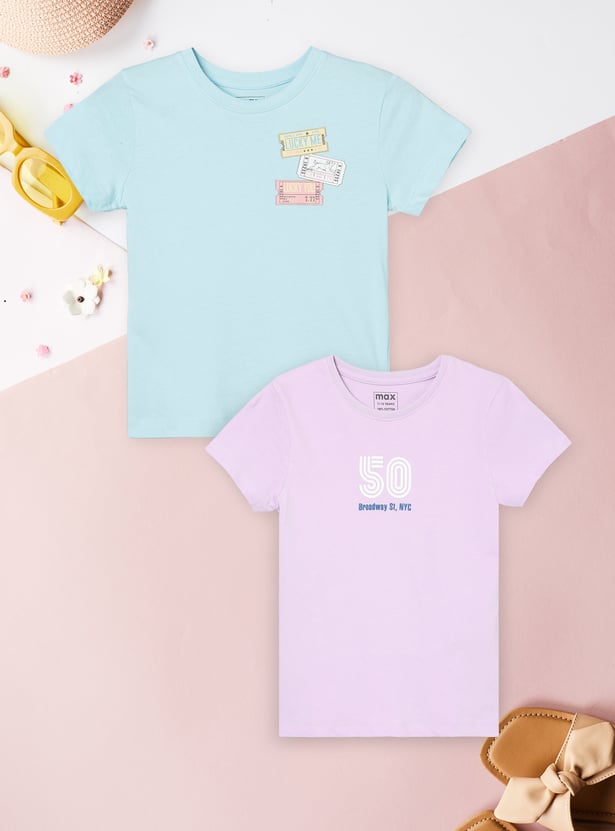 Girls Printed T-shirts - Pack of 2
