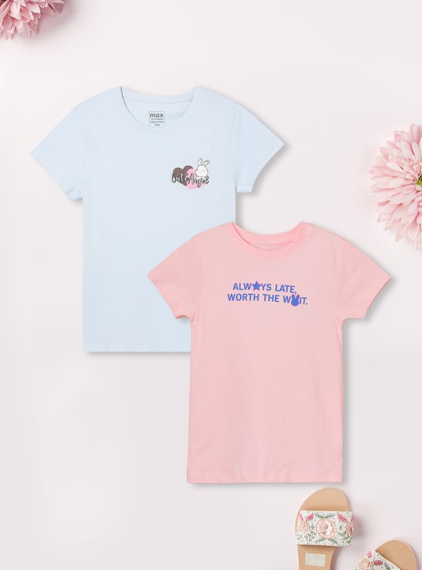 Girls Printed T-shirt - Pack of 2