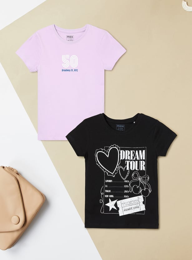 Girls Printed T-shirt - Pack of 2