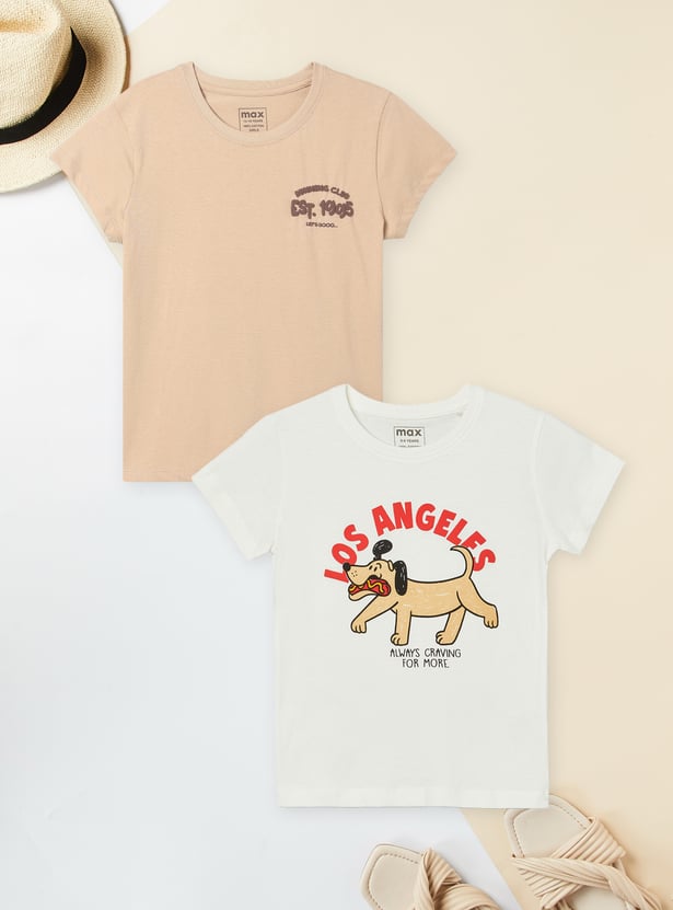 Girls Printed T-shirts - Pack of 2