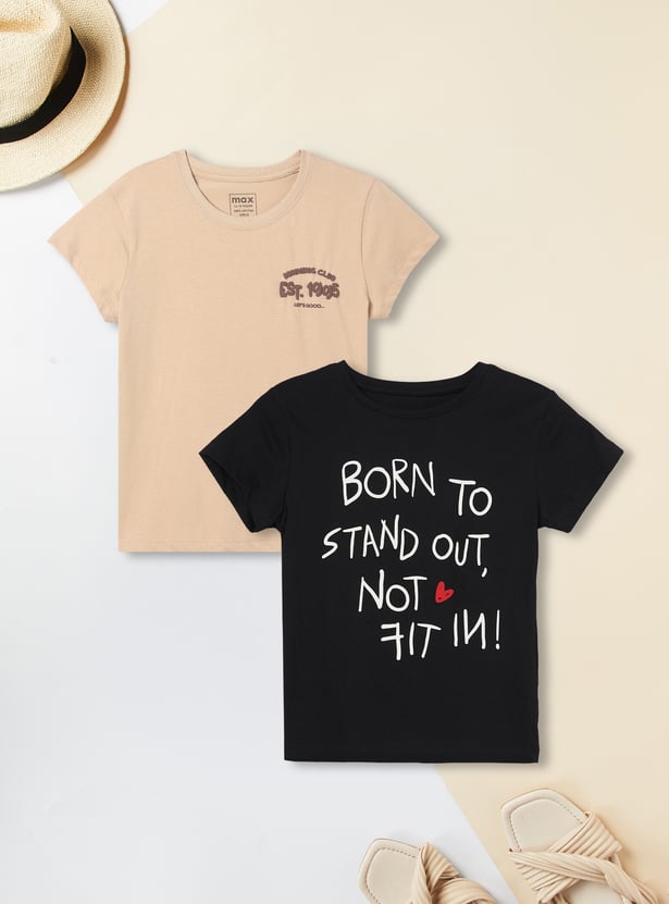 Girls Printed T-shirt - Pack of 2