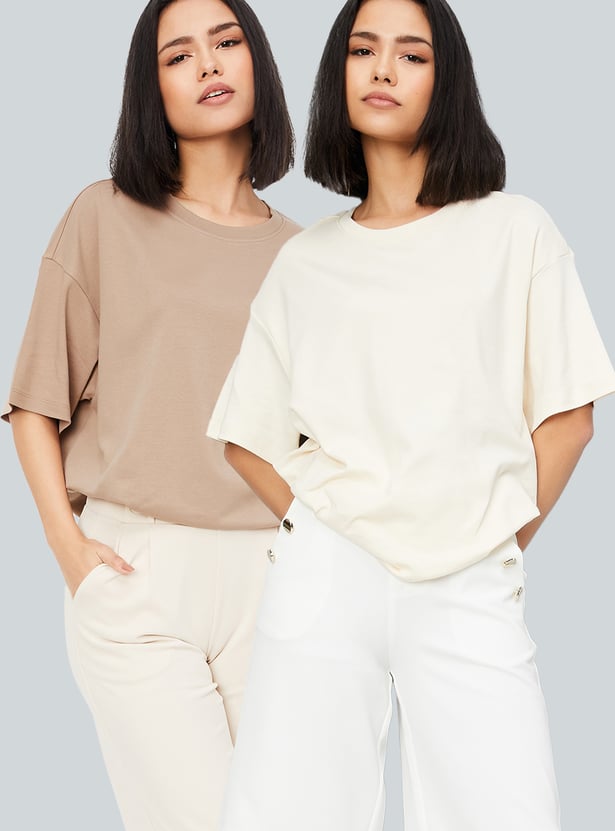 Women Solid T-shirt - Pack of 2