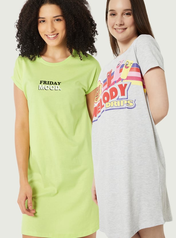 Women Printed Nightdresses - Pack of 2