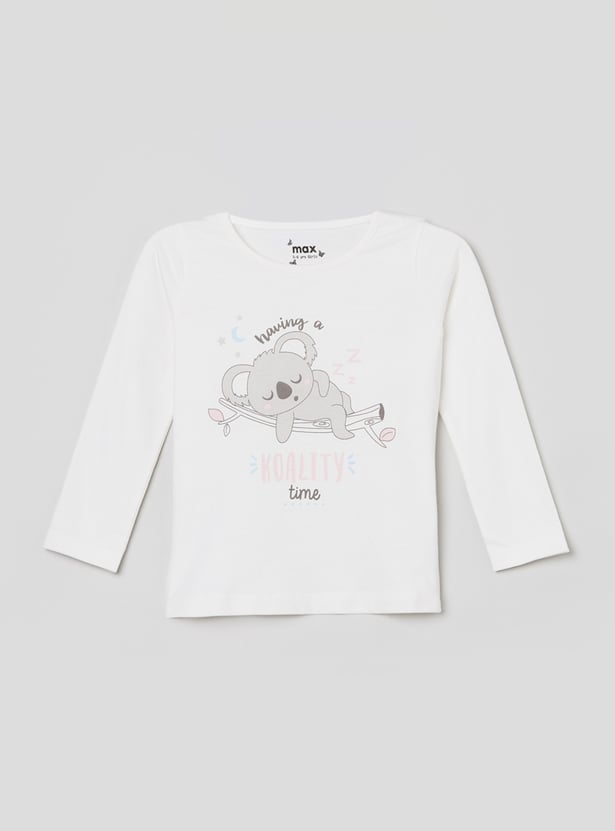 Girls Printed T-shirt with Pyjamas