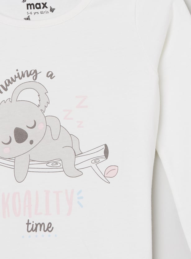 Girls Printed T-shirt with Pyjamas