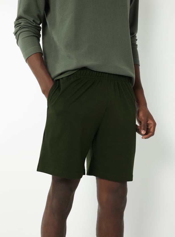 Men Solid Lounge Shorts