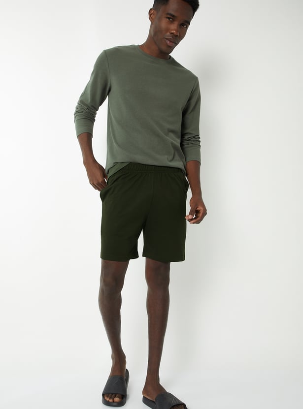 Men Solid Lounge Shorts