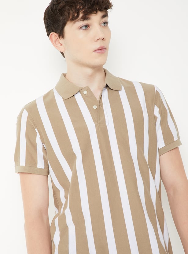 Men Striped Slim Fit Polo T-shirt
