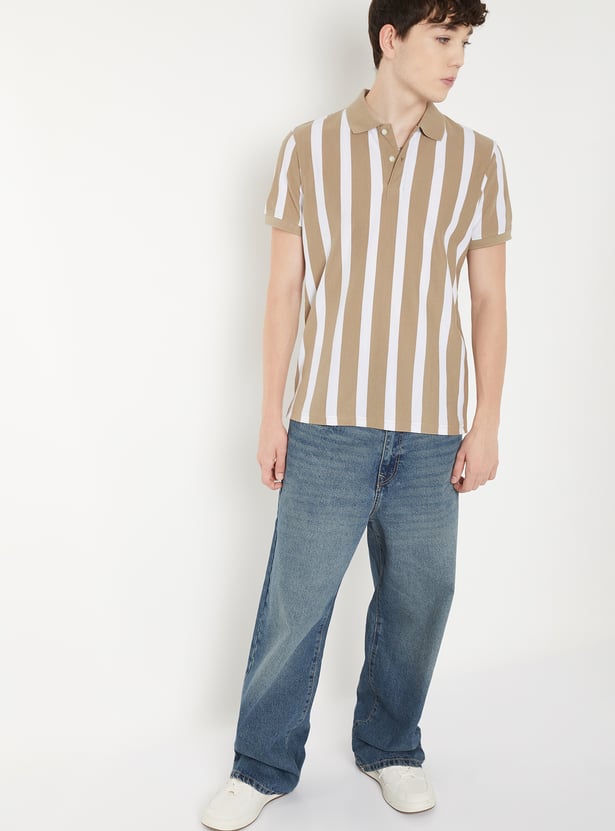 Men Striped Slim Fit Polo T-shirt