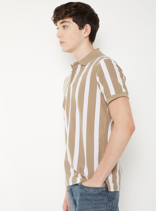 Men Striped Slim Fit Polo T-shirt