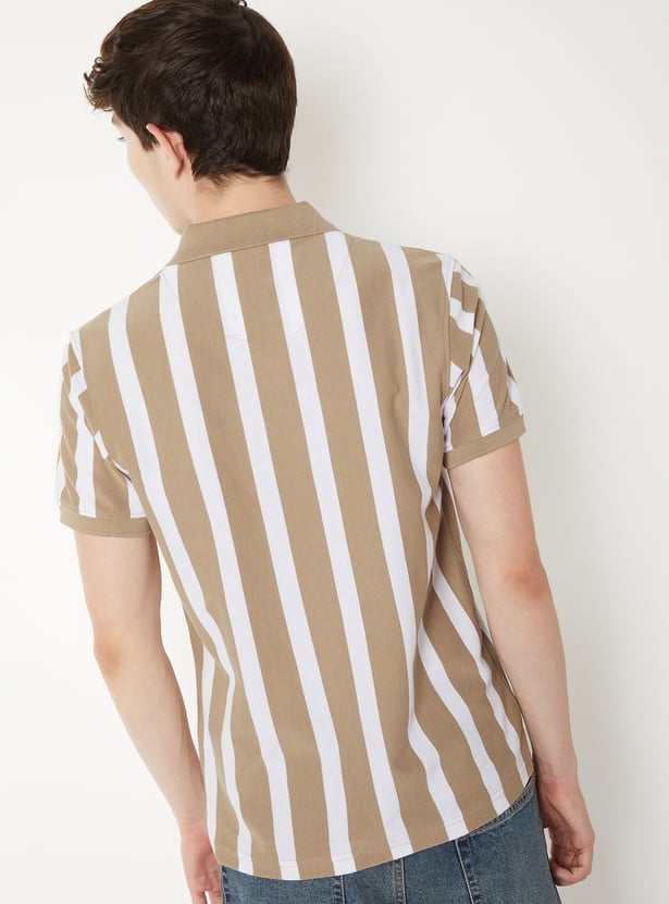 Men Striped Slim Fit Polo T-shirt