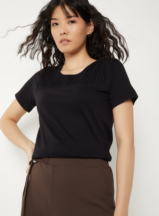 Women Pintuck Yoke T-shirt