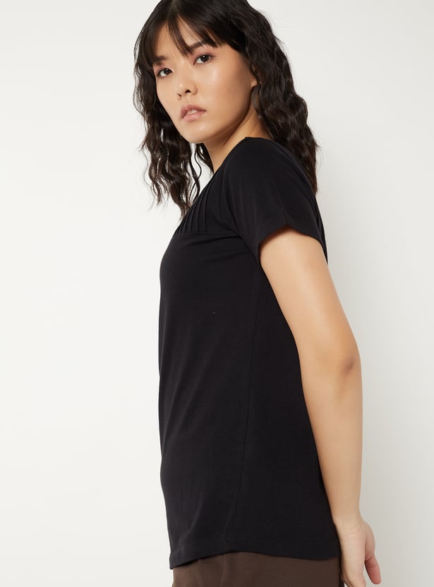 Women Pintuck Yoke T-shirt