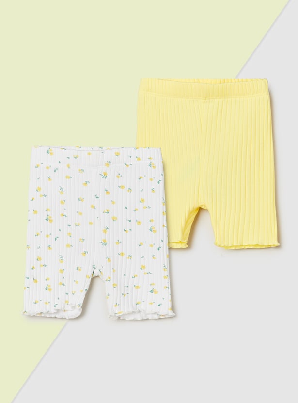 Girls Ribbed Shorts - Pack of 2