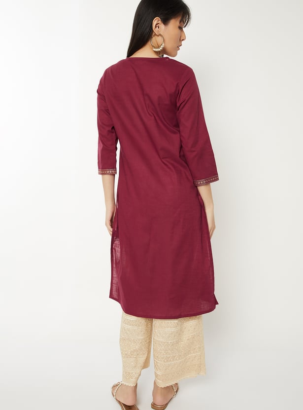 Women Embroidered Straight Kurta