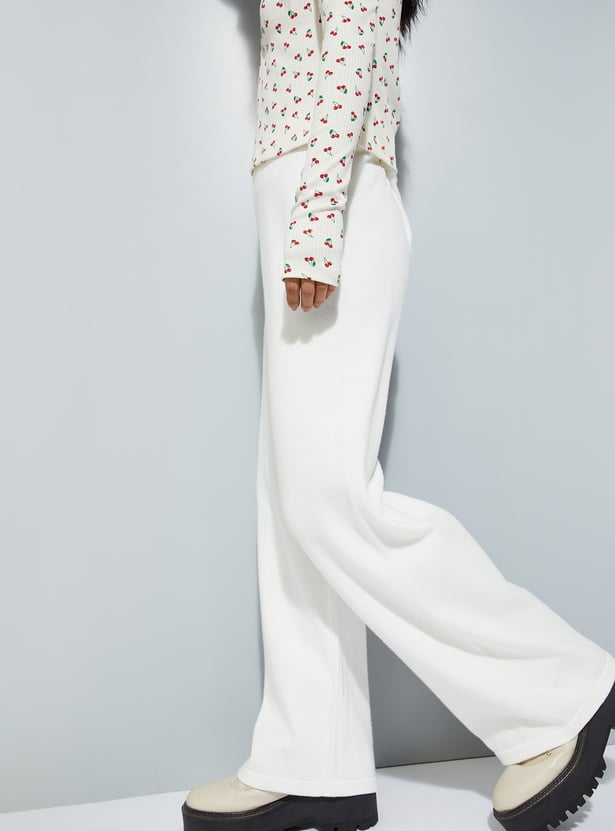 Women Solid Wide Leg Trousers