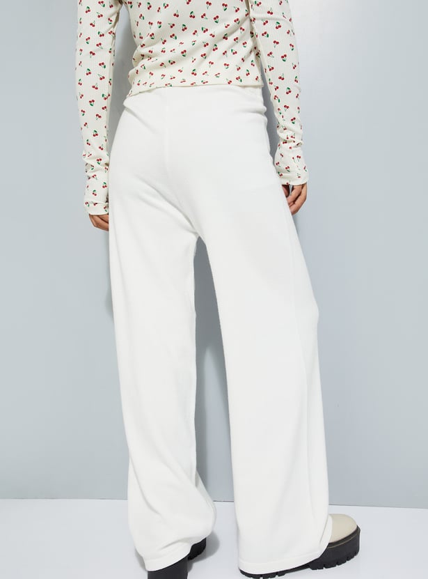 Women Solid Wide Leg Trousers