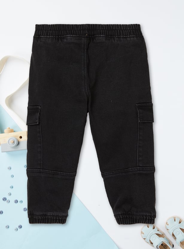 Boys Washed Denim Cargo Joggers