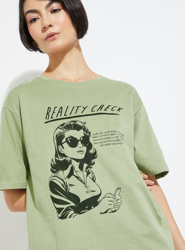 URB_N Women Printed Oversized T-shirt