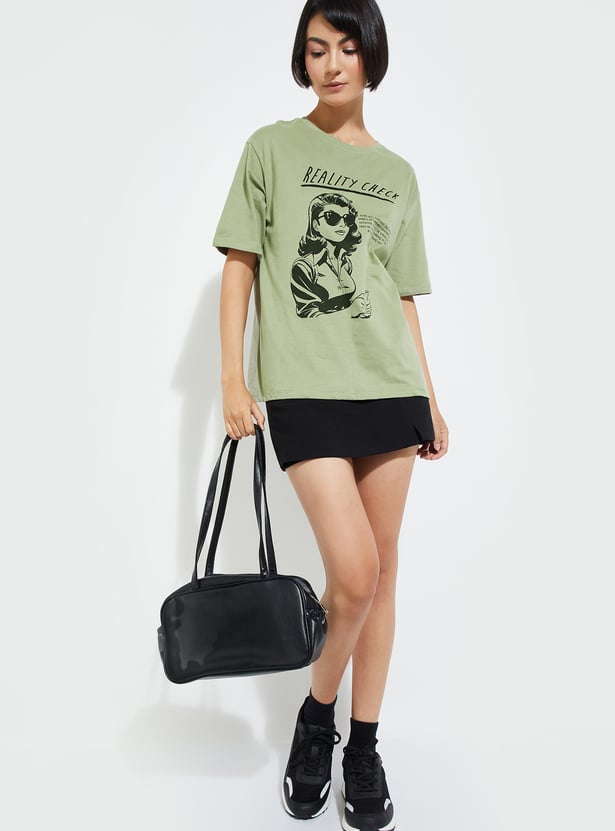 URB_N Women Printed Oversized T-shirt