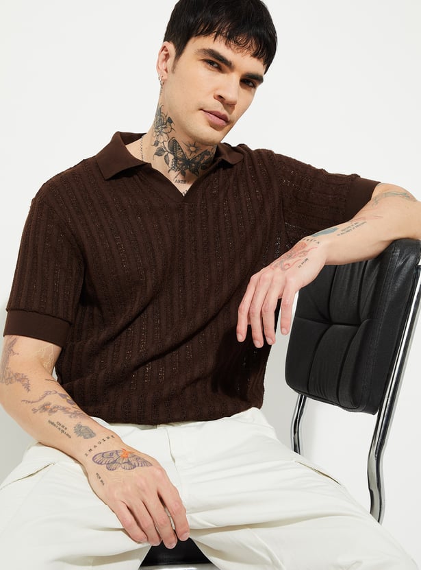 URB_N Men Oversized Knit Polo T-shirt