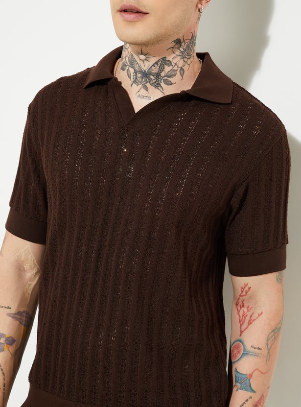 URB_N Men Oversized Knit Polo T-shirt