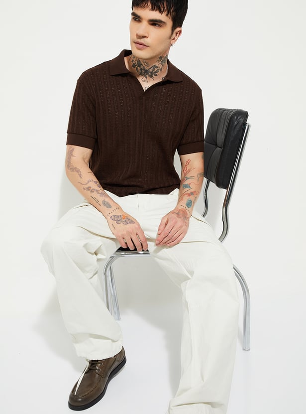 URB_N Men Oversized Knit Polo T-shirt