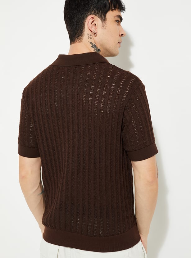 URB_N Men Oversized Knit Polo T-shirt