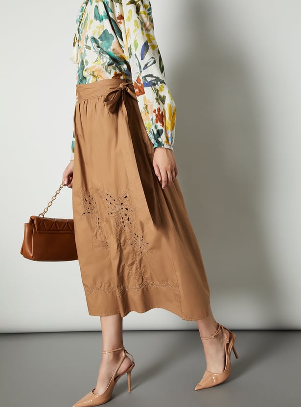 Women Embroidered Midi Skirt