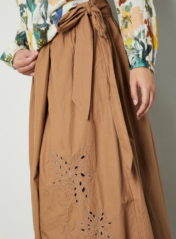 Women Embroidered Midi Skirt