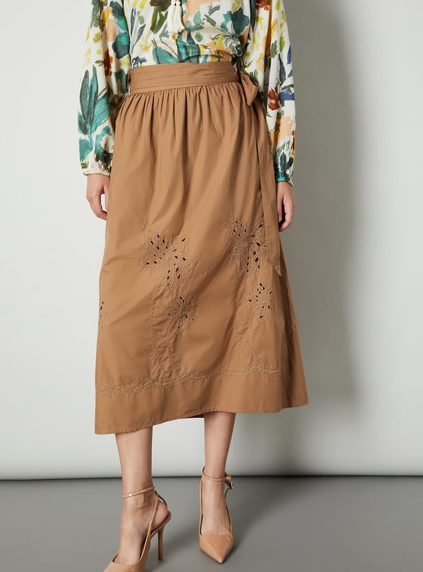 Women Embroidered Midi Skirt