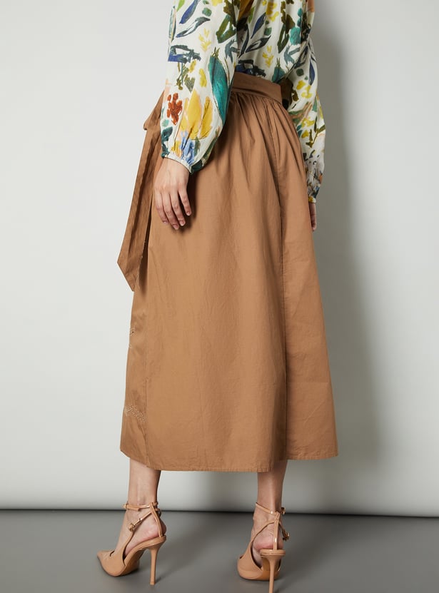 Women Embroidered Midi Skirt