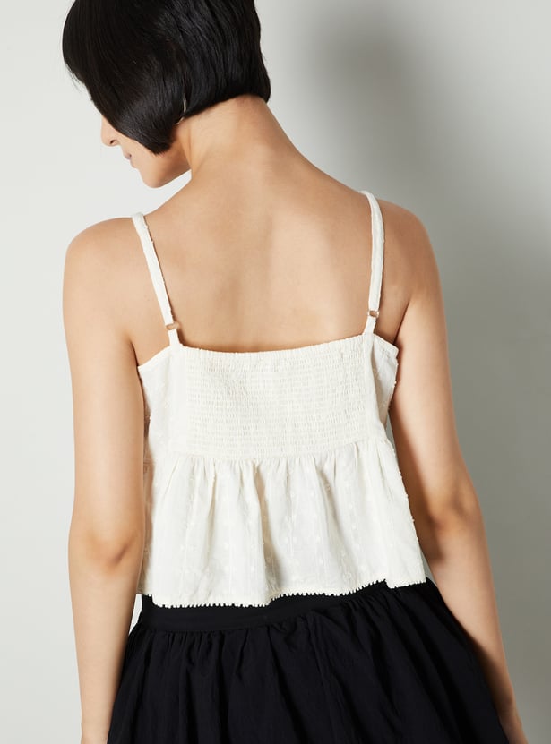 Women Embroidered Peplum Top