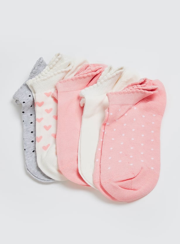 Girls Patterned Ankle Length Socks - Pack of 5