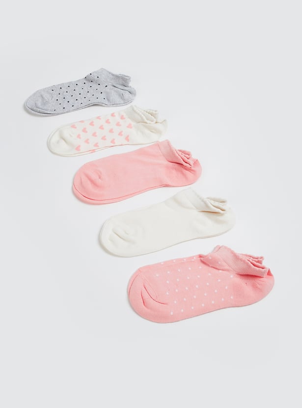 Girls Patterned Ankle Length Socks - Pack of 5