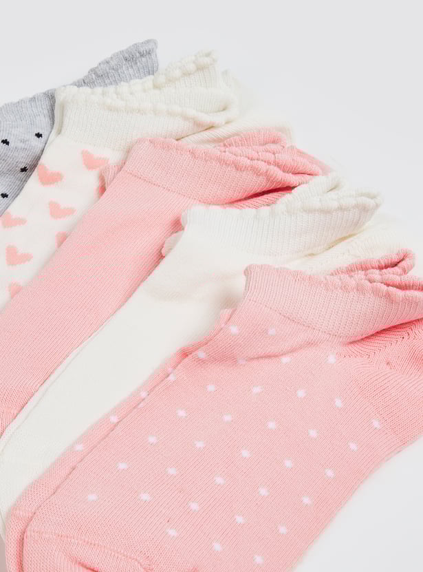Girls Patterned Ankle Length Socks - Pack of 5