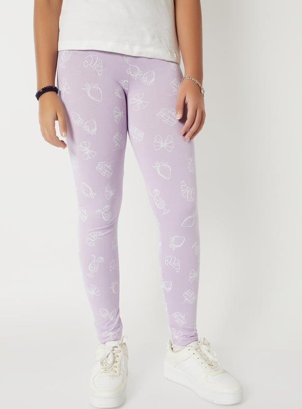 Girls Printed Elasticated Leggings