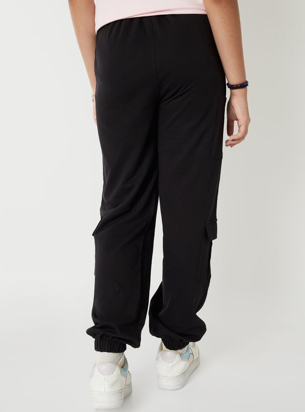 Girls Solid Cargo Joggers