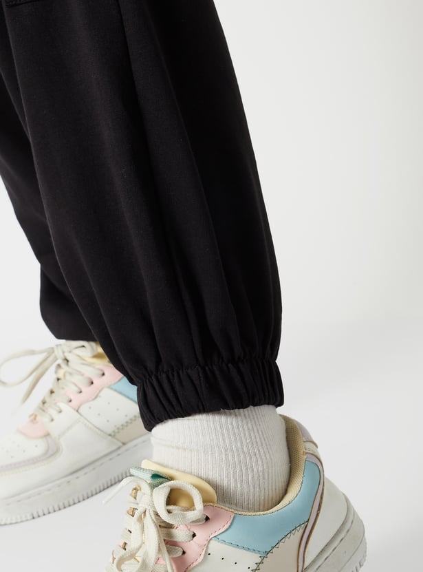 Girls Solid Cargo Joggers