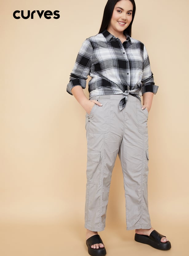 Women Solid Cargo Trousers