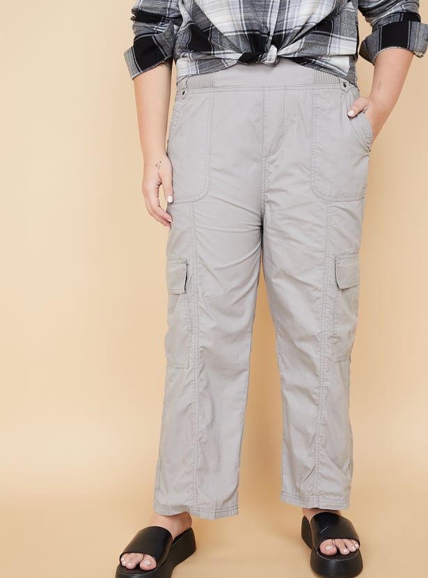 Women Solid Cargo Trousers