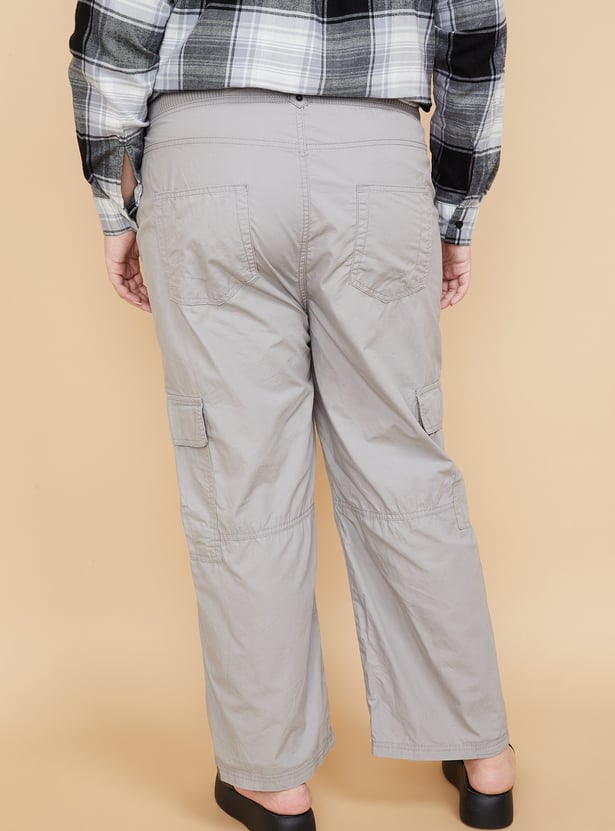 Women Solid Cargo Trousers