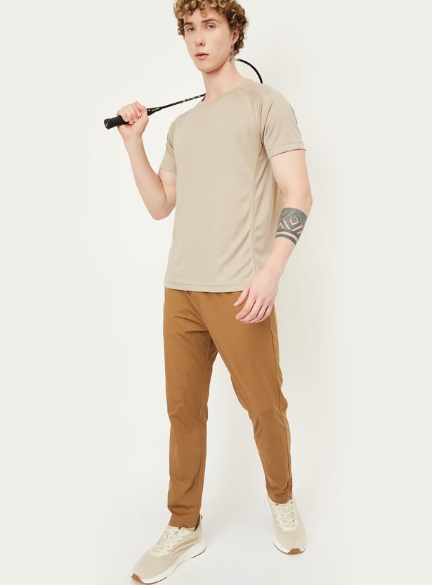 Men Slim Fit Solid Athleisure T-shirt