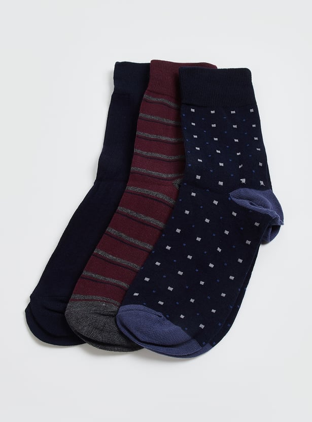 Men Patterned Crew Length Socks - Pack of 3