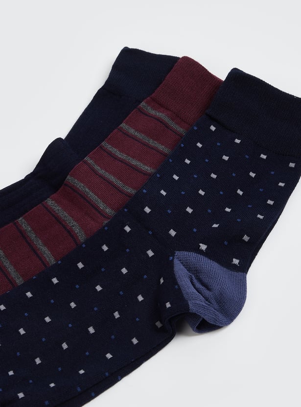 Men Patterned Crew Length Socks - Pack of 3