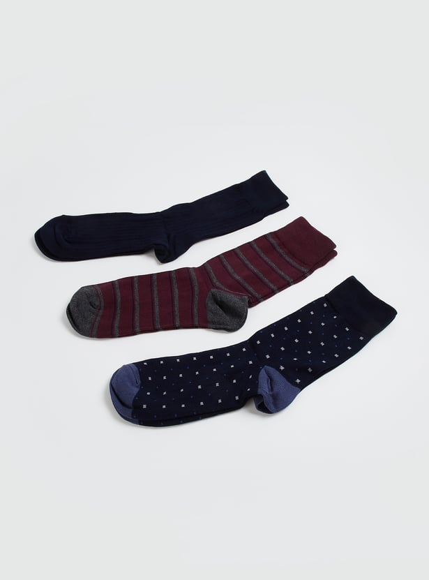 Men Patterned Crew Length Socks - Pack of 3