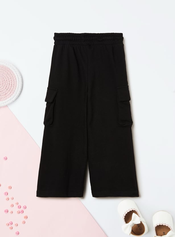 Girls Solid Cargo Track Pants